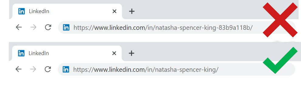 Example of poor LinkedIn profile URL and a good one